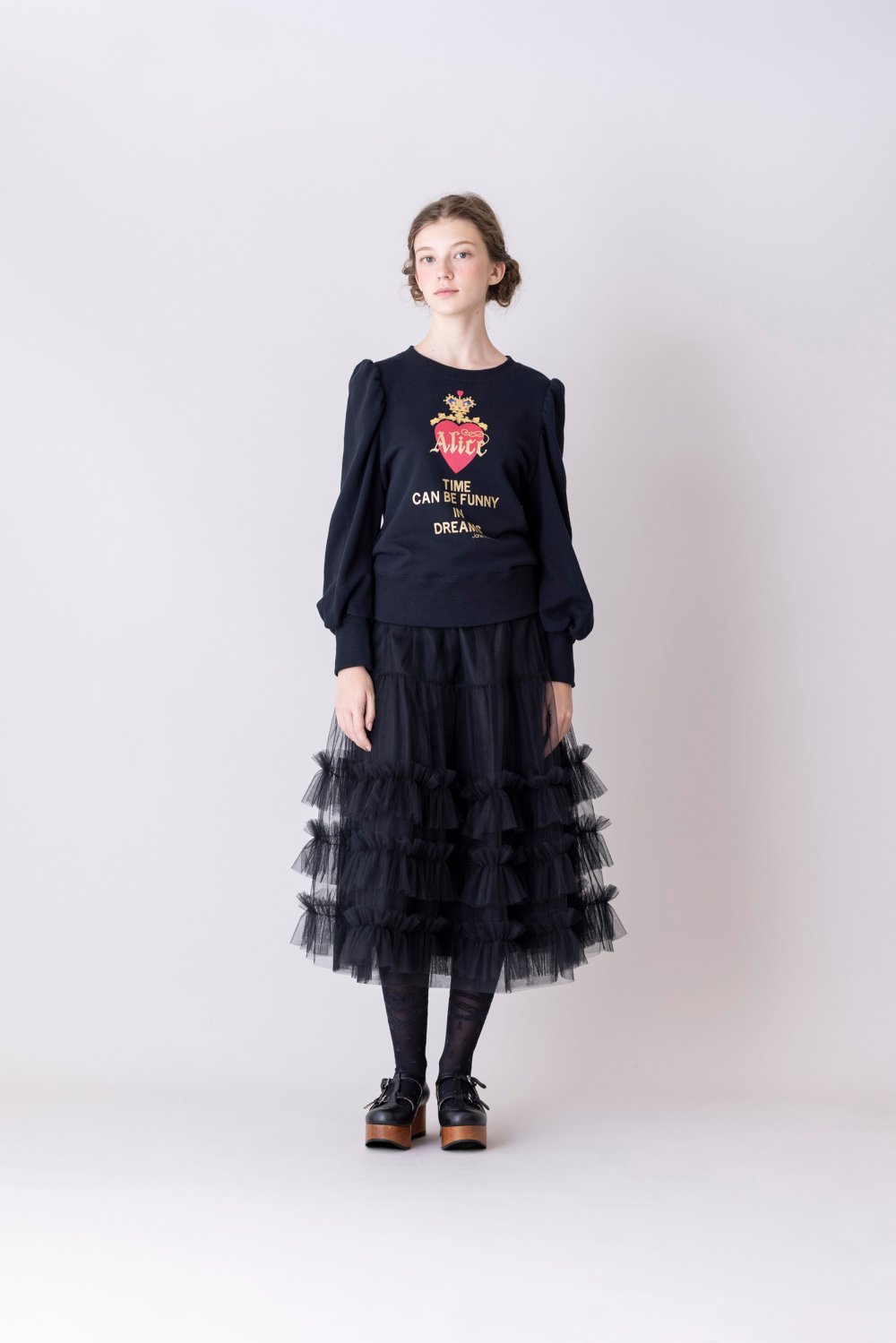 カラーBLACKジェーンマープル ソフトチュール ドレススカート 黒 タグ付き 美品