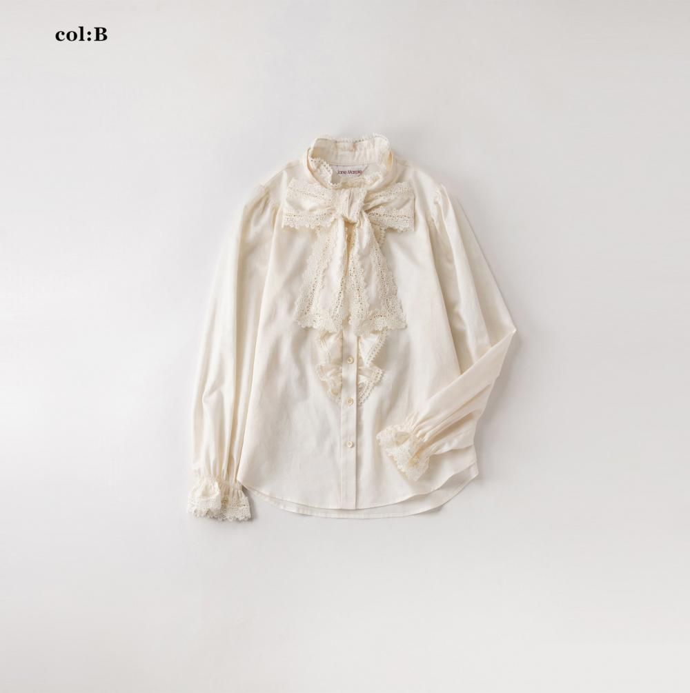 レーストリム ボウリボンブラウス - Jane Marple Online Shop レーストリム ボウリボンブラウス - Jane Marple Online Shop