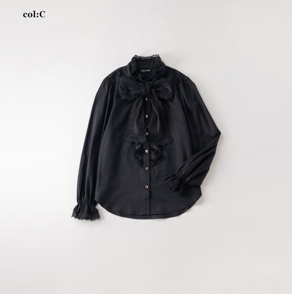 レーストリム ボウリボンブラウス - Jane Marple Online Shop レーストリム ボウリボンブラウス - Jane Marple Online Shop