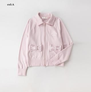 リボンポケット ジップアップスウェット