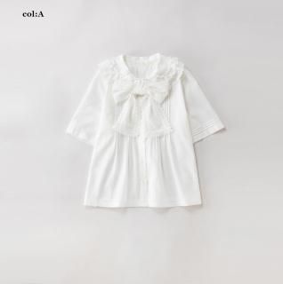 <img class='new_mark_img1' src='https://img.shop-pro.jp/img/new/icons14.gif' style='border:none;display:inline;margin:0px;padding:0px;width:auto;' />コットンボイル レースボウリボンブラウス
