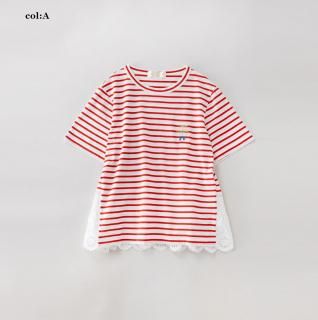 レースペプラム ボーダーティーシャツ