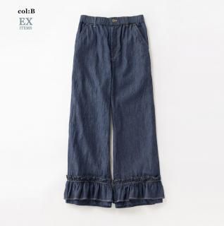 ライトデニム フリルトリムパンツ
