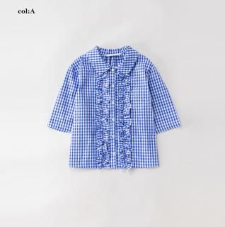 リップルギンガム フロントフリルシャツ