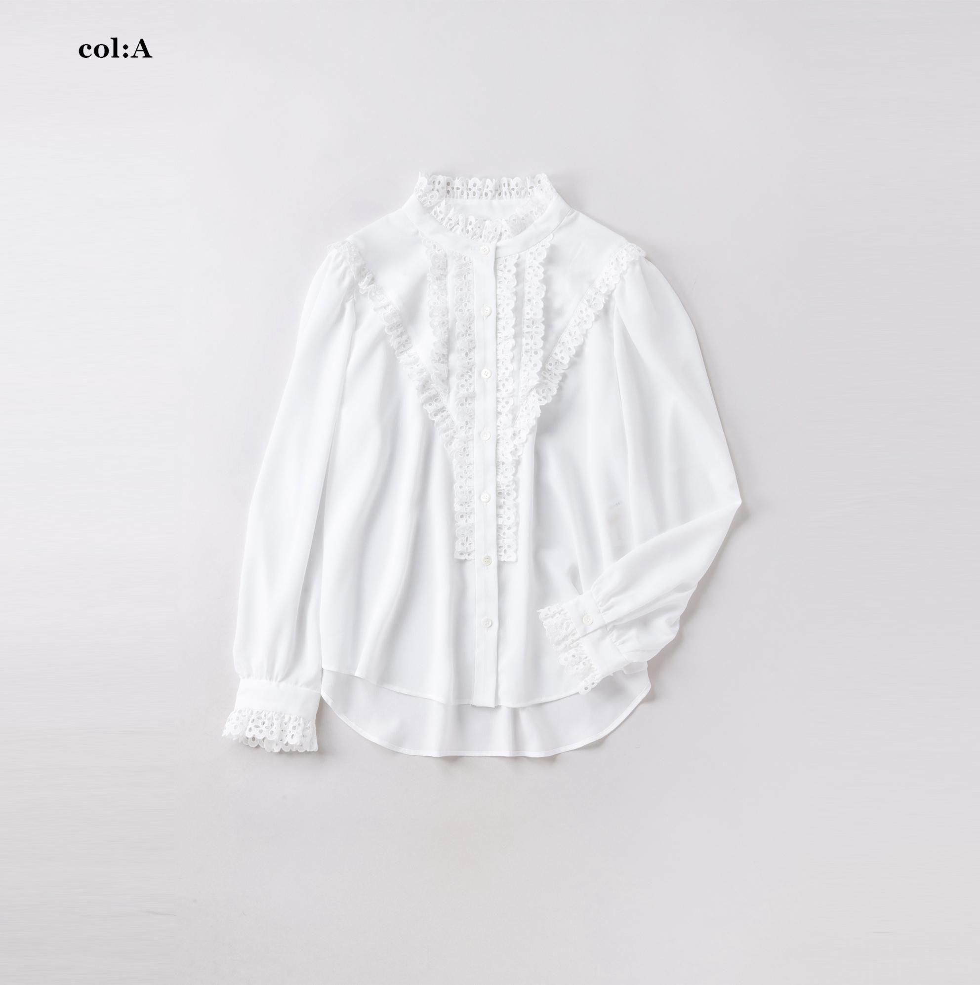 ヴィンテージデシン レーストリムブラウス - Jane Marple Online Shop