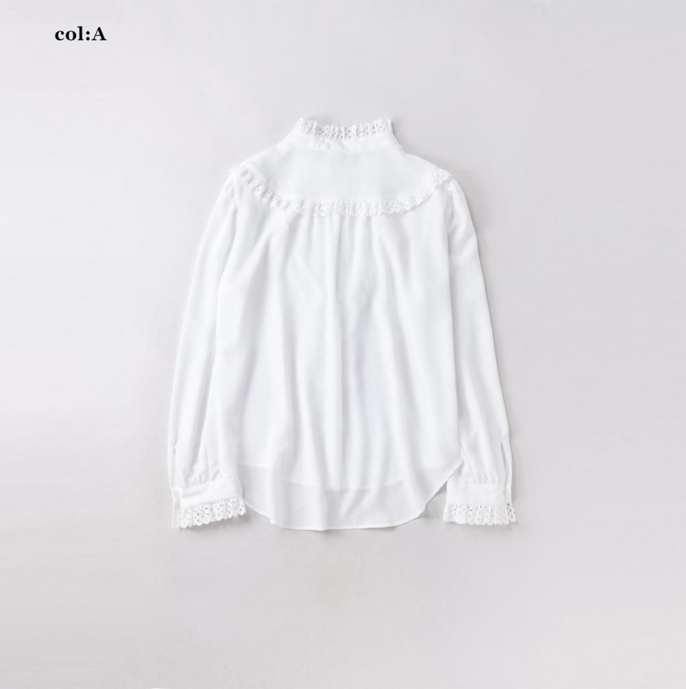 ヴィンテージデシン レーストリムブラウス - Jane Marple Online Shop
