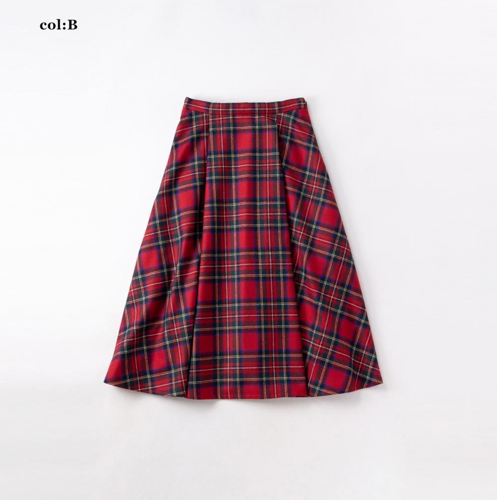 タータンチェック タックフレアスカート - Jane Marple Online Shop