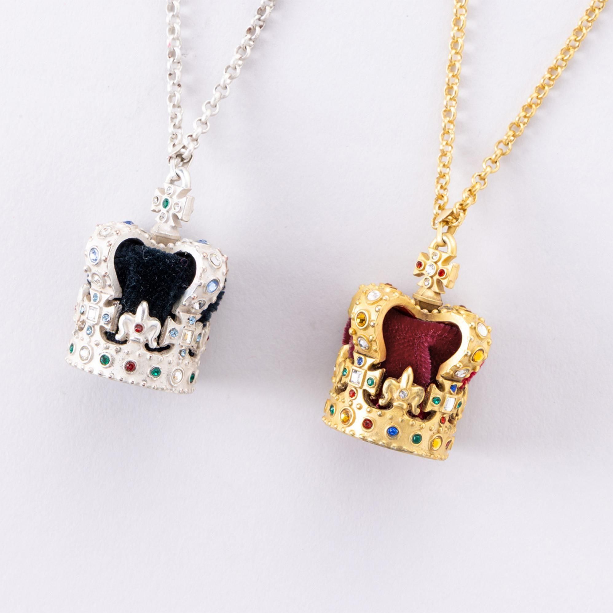 Jane Marple 王冠　ネックレス Jane Marple 王冠 ロングネックレス アンティークシルバー×ブルー