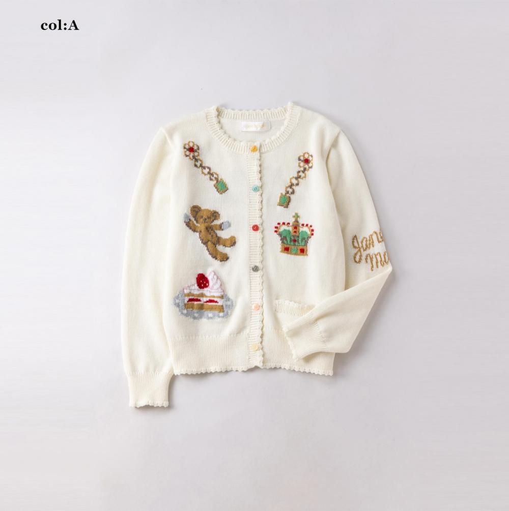 極美品　Jane marple　パフェ柄カーディガン　コットン　プリント　半袖 極美品 Jane marple パフェ柄カーディガン コットン プリント 半袖