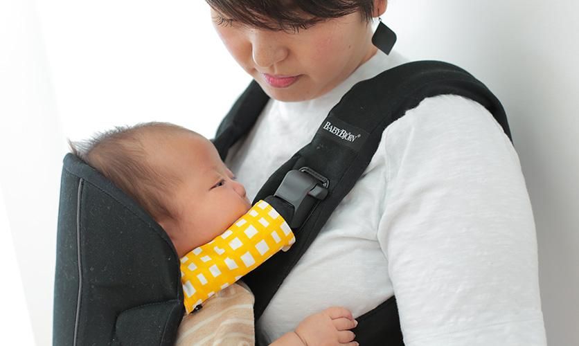 抱っこひも用よだれカバー：madomado（イエロー・ネイビー）