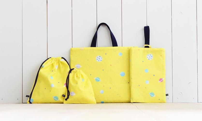 M1-ライトイエロー レッスンバッグ体操着袋上履き入れ入園入学セット