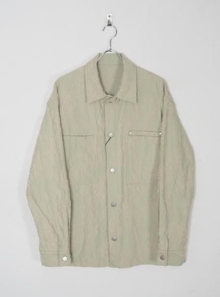 [URU] COTTON JACQUARD LONG SLEEVE SHIRTS -M.GREEN-