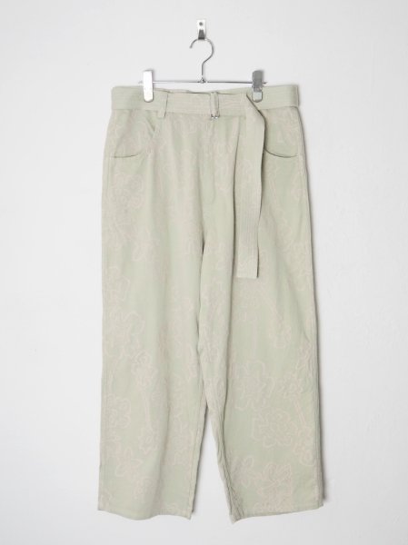 <img class='new_mark_img1' src='https://img.shop-pro.jp/img/new/icons14.gif' style='border:none;display:inline;margin:0px;padding:0px;width:auto;' />[URU] COTTON JACQUARD BELTED PANTS -M.GREEN-
