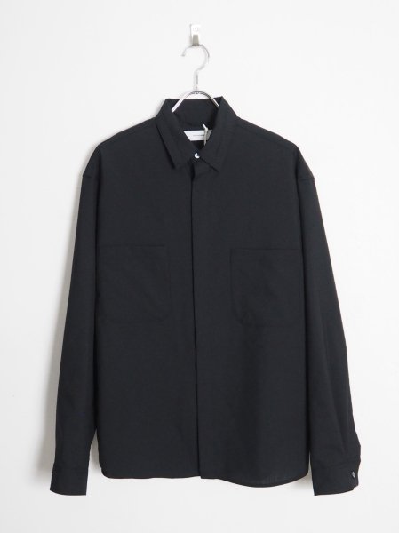 <img class='new_mark_img1' src='https://img.shop-pro.jp/img/new/icons14.gif' style='border:none;display:inline;margin:0px;padding:0px;width:auto;' />[THE JEAN PIERRE] SCAR COLLAR FINE WOOL SHIRT -BLACK-