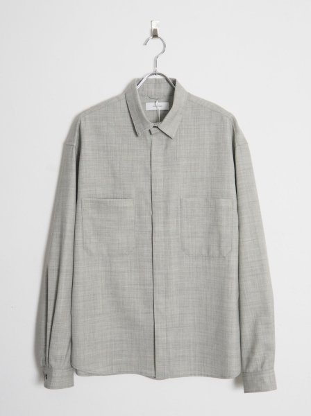 [THE JEAN PIERRE] SCAR COLLAR FINE WOOL SHIRT -HEATHER GRAY-