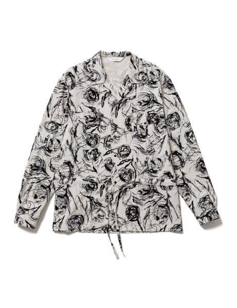 [SASQUATCHFABRIX.] FLOWER SKETCH L/S SAFARI SHIRT -NATURAL-