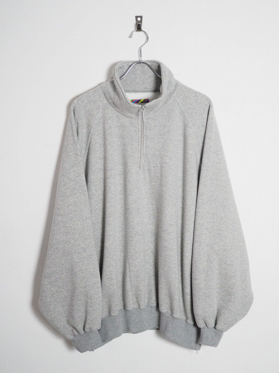 IS-NESS] RELAX PULLOVER HALF ZIP SWEAT SHIRTS -GRAY-