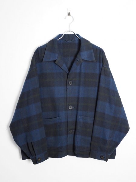 <img class='new_mark_img1' src='https://img.shop-pro.jp/img/new/icons14.gif' style='border:none;display:inline;margin:0px;padding:0px;width:auto;' />[URU] COTTON NEL CHECK  COVERALL JACKET -NAVY-