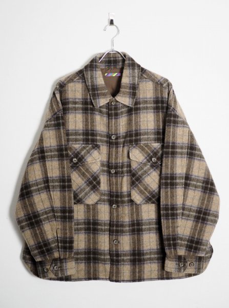 [IS-NESS] WOOL CPO SHIRT -BROWN CHECK-