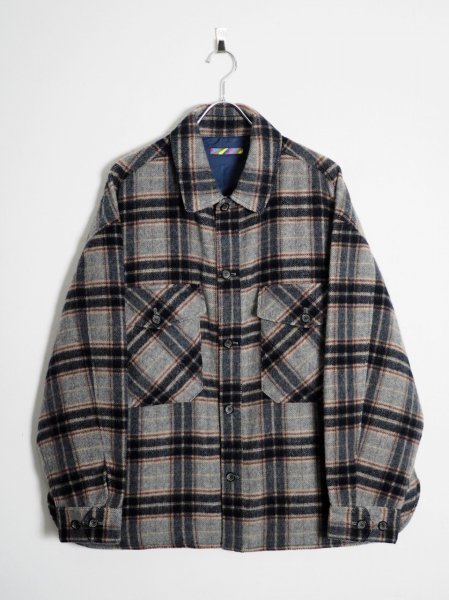 [IS-NESS] WOOL CPO SHIRT -BLUE CHECK-