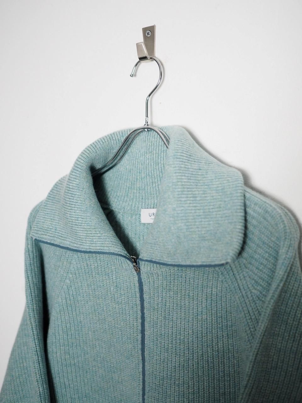 トップス URU HALF ZIP KNIT URU]HALF ZIP KNIT -L.BLUE-