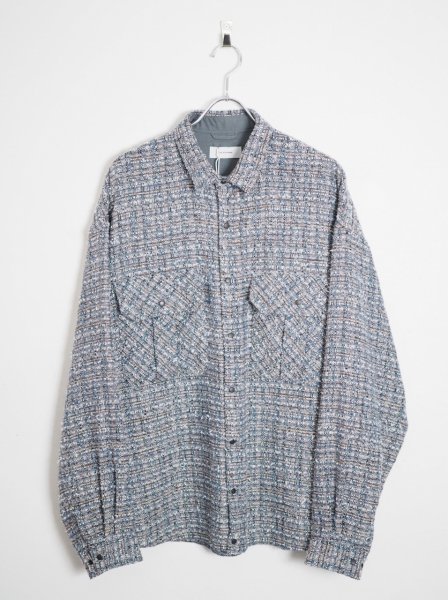 <img class='new_mark_img1' src='https://img.shop-pro.jp/img/new/icons14.gif' style='border:none;display:inline;margin:0px;padding:0px;width:auto;' />[THE JEAN PIERRE] DOVE TWEED SHIRT -MELANGE BLUE-