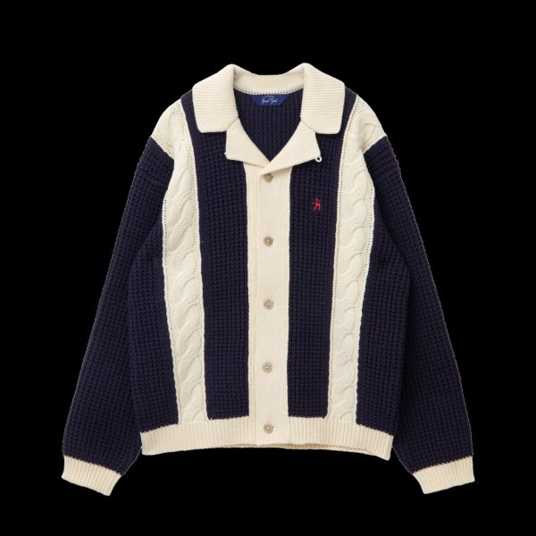 <img class='new_mark_img1' src='https://img.shop-pro.jp/img/new/icons14.gif' style='border:none;display:inline;margin:0px;padding:0px;width:auto;' />[SPECIAL GUEST K.K.] SG Cable Collar Cardigan -NAVY-