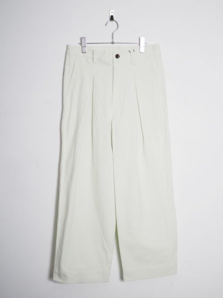 <img class='new_mark_img1' src='https://img.shop-pro.jp/img/new/icons14.gif' style='border:none;display:inline;margin:0px;padding:0px;width:auto;' />[URU] COTTON LINEN CANVAS INVERTED PLEATS PANTS -MINT-
