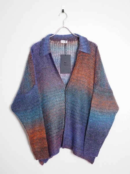 [URU] KNIT CARDIGAN -CHARCOAL/ORANGE-