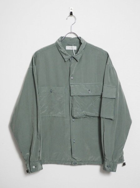 <img class='new_mark_img1' src='https://img.shop-pro.jp/img/new/icons14.gif' style='border:none;display:inline;margin:0px;padding:0px;width:auto;' />[THE JEAN PIERRE] OVERDYE SILK SHELL SHIRT	-SAGE GREEN-