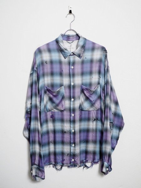 <img class='new_mark_img1' src='https://img.shop-pro.jp/img/new/icons14.gif' style='border:none;display:inline;margin:0px;padding:0px;width:auto;' />[THE JEAN PIERRE] GRUNGE DESTROY PLAID SHIRT -LILAC-