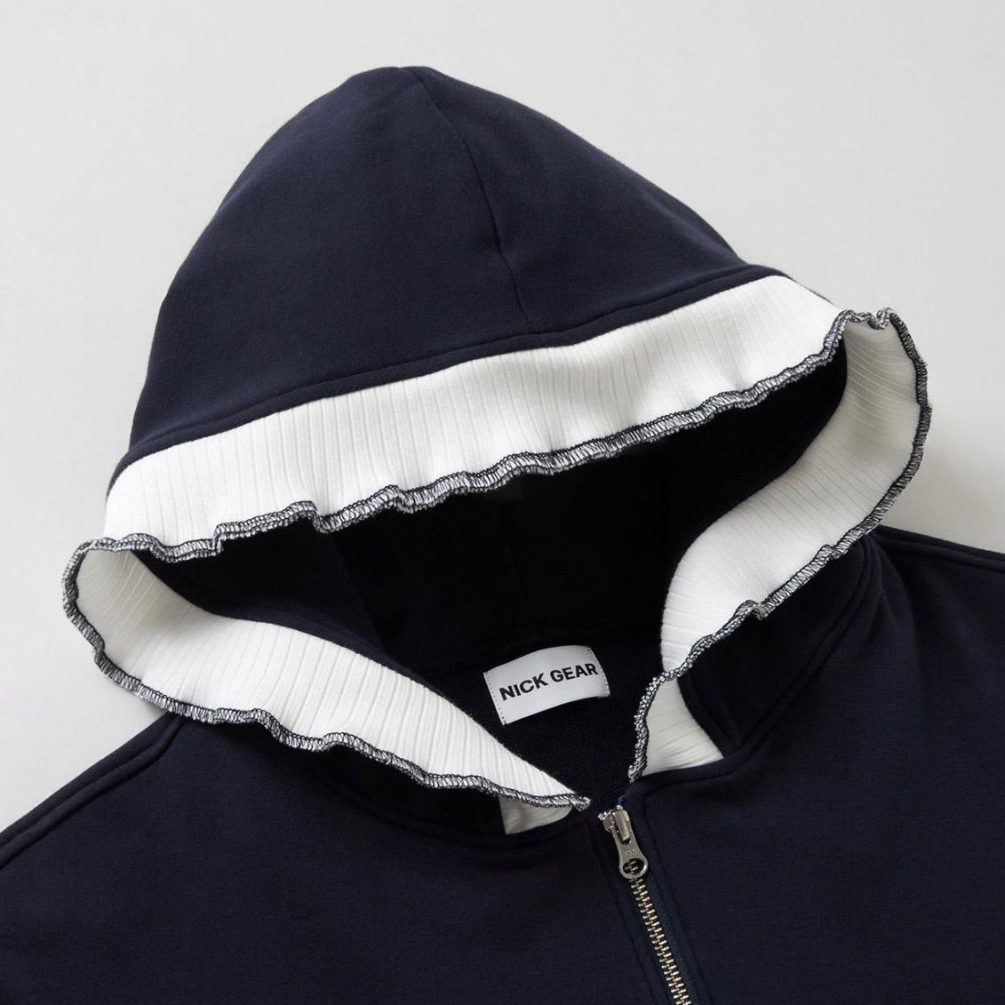 FRILL SWEAT ZIP BLOUSON -NAVY-