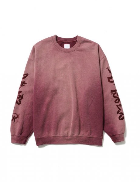 [SASQUATCHFABRIX.] EASTEND DRAGON FONT DESTROY SWEATSHIRT -MAROON FADE-