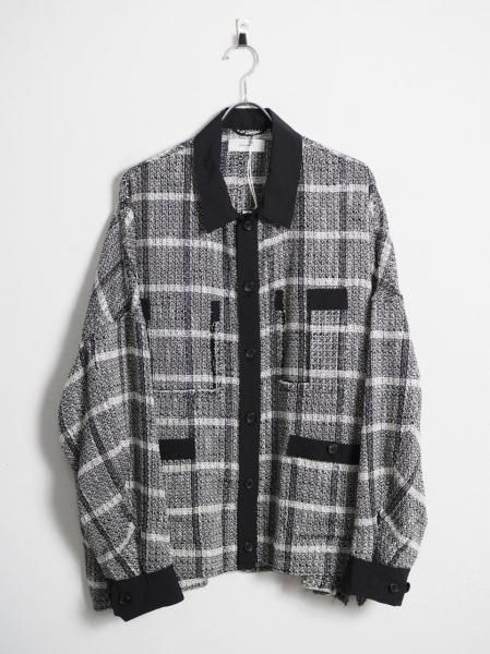 [THE JEAN PIERRE] 11XL TEAR OFF SHEER TWEED JACKET -WHITE-