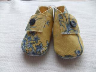 Lemon Yellow and Blue China Cotton Baby Shoes