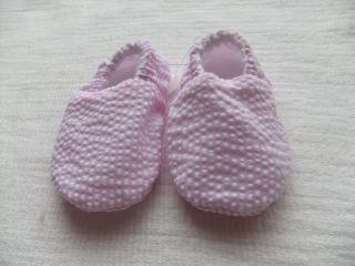 Pink and White Stripe Seersucker Baby Shoes/Booties - Cotton Blend lined with Cotton Flannel
