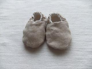 Natural Linen/Organic Cotton French Terry Lined - Baby Booties - Unisex - Eco Friendly