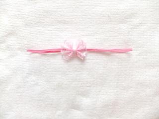 Mini Lace Bow on Skinny Elastic Headband Light Pink