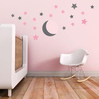 MOON AND STARS - Gray/Pink
