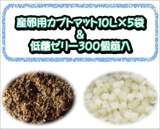 産卵用カブトマット10L×5袋+低糖ゼリー300個(バラ)箱入り 産卵用カブトマット10L×5袋+低糖ゼリー300個(バラ)箱入り