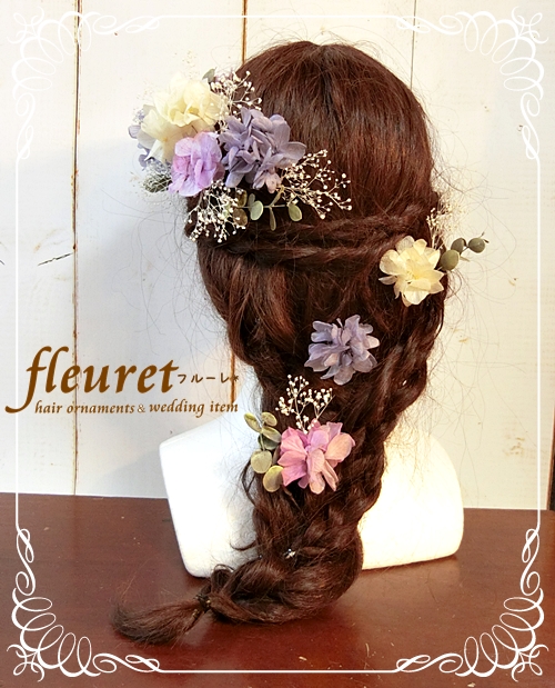 プリザーブドフラワーの髪飾り　ヘッドドレス