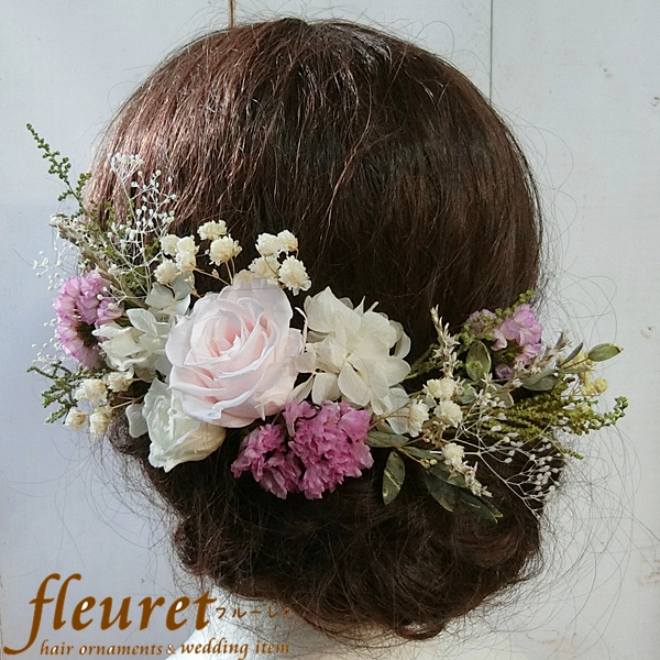 プリザーブドフラワーの髪飾り　結婚式