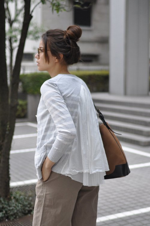 sacai luck(サカイラック) バックフレアボーダーカーディガン