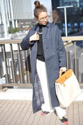 Burberrysバーバリーバックダーツステンカラーコート NAVY   Lubb