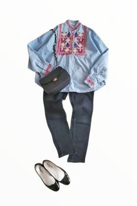 80s プエブラ刺繍シャンブレーシャツ - Lubb - Vintage&Used 80s プエブラ刺繍シャンブレーシャツ - Lubb - Vintage&Used