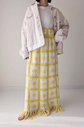 古着　ヴィンテージ　vintage スカート　グラニースカート　カラフル　派手 Indian cotton handblockprint wrapskirt／インド綿 ハンド