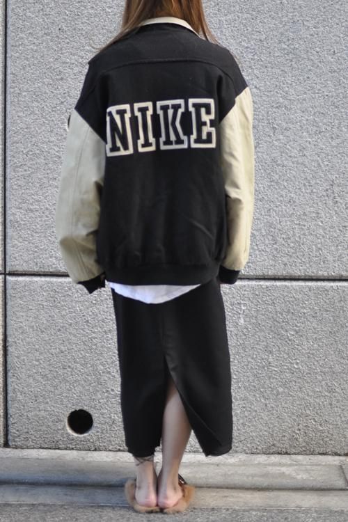 NIKE(ナイキ) / 銀タグ/レザー切替スタジャン/S/ウール/BLK/無地