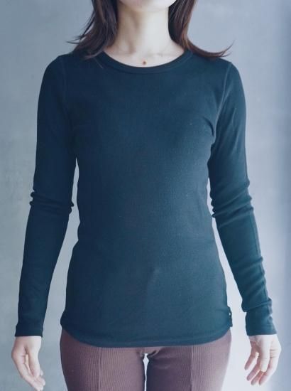 リヨセルシルククルーネックロングスリーブ Ruru リブロングスリーブ クルーネック（3カラー）＿YARN - This