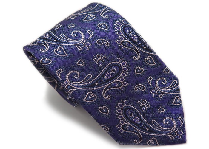 TINO COSMA ティノコズマ HEART PAISLEY PURPLE SILK TIE