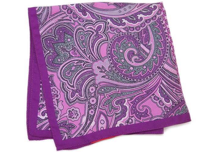 TINO COSMA ティノコズマ PAISLEY & HEXAGON PURPLE POCKET SQUARE ペイズリー&ヘキサゴン シルク  ポケットスクエア（イエロー）